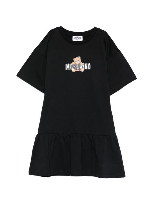 Abito bambina Moschino nero con logo Teddy Bear MOSCHINO KID-TEEN | HDV0HLLCA1960100